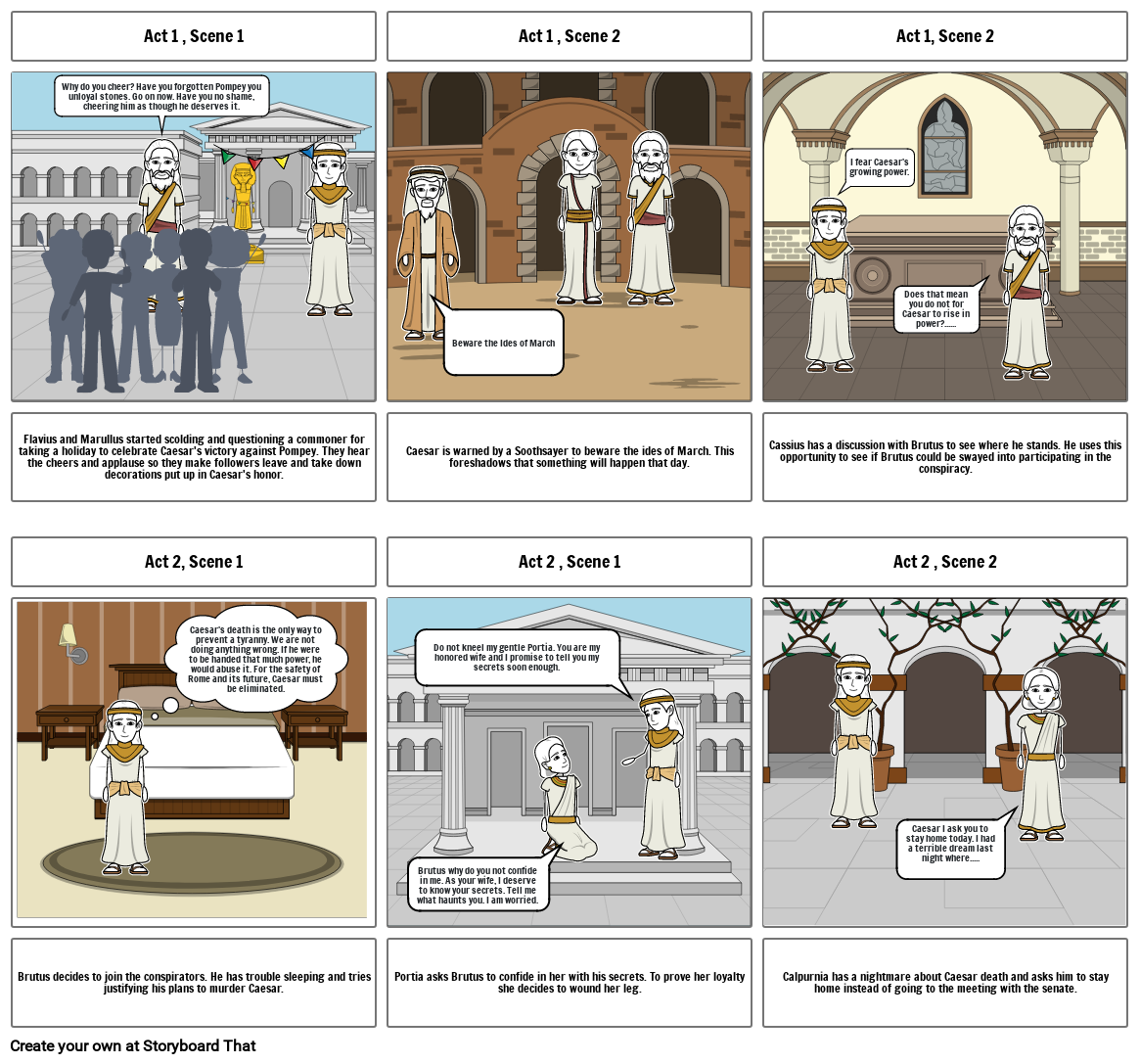 Rising Action of Julius Caesar Storyboard by d7e6b248