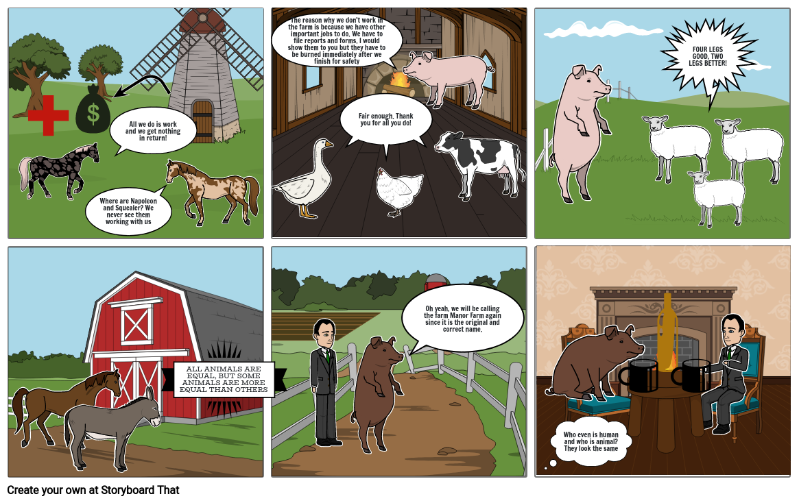 Animal Farm Chapter 10 Storyboard by d7f36d7c