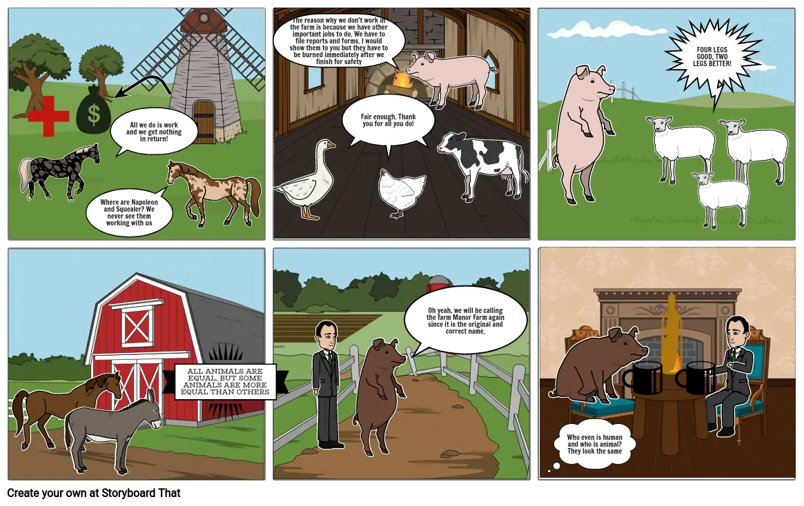 Animal Farm Chapter 10 Storyboard by d7f36d7c