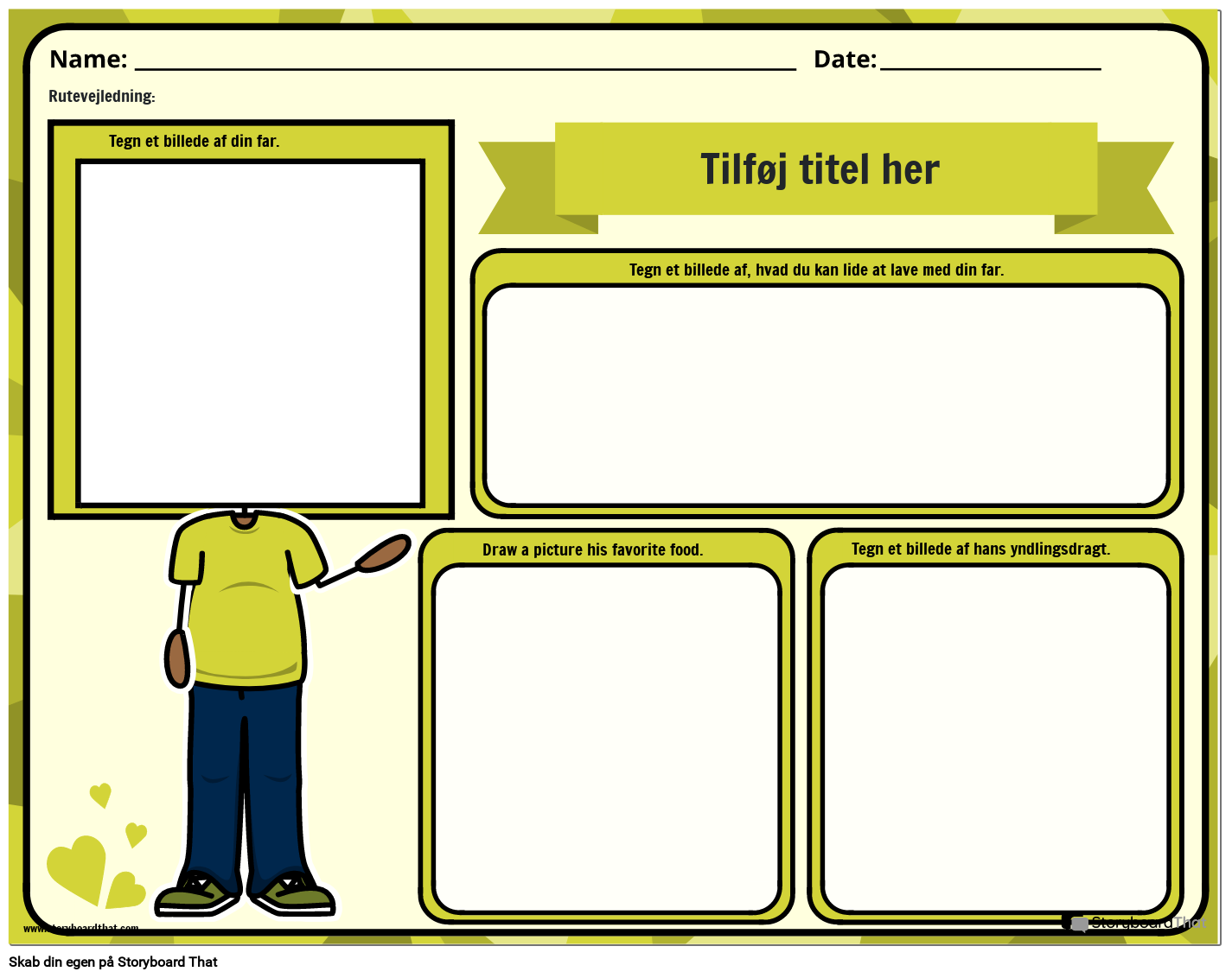 Arbejdsark til Tegneaktiviteter til Fars dag Storyboard