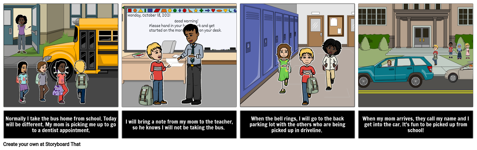 Dismissal Change Social Story Storyboard Door da-examples