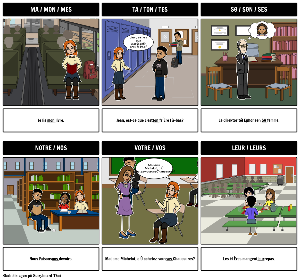 Franske Possessive Adjektiver Storyboard By Da examples