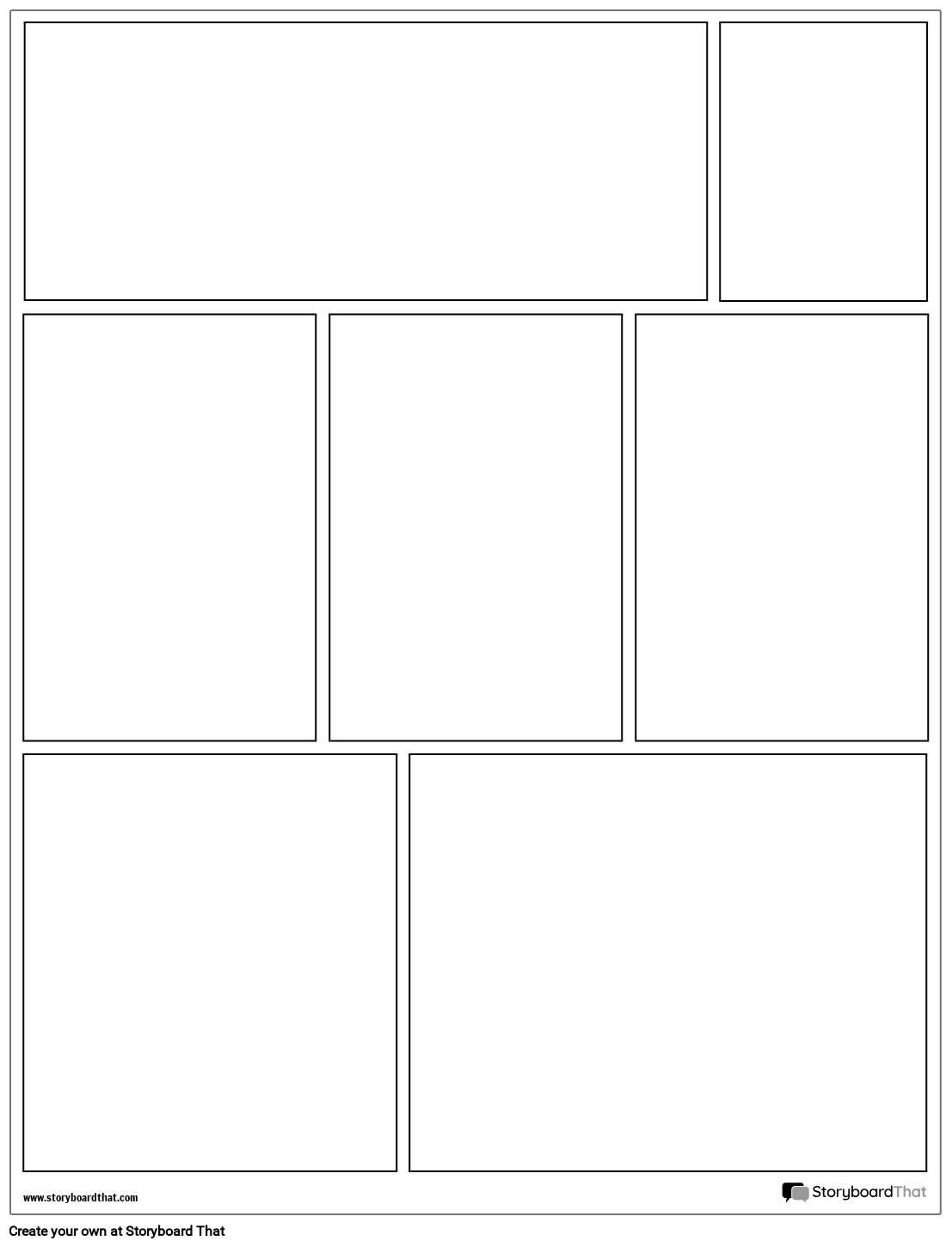 Graphic Novel Layout Skabelon Portr t 7 Frames