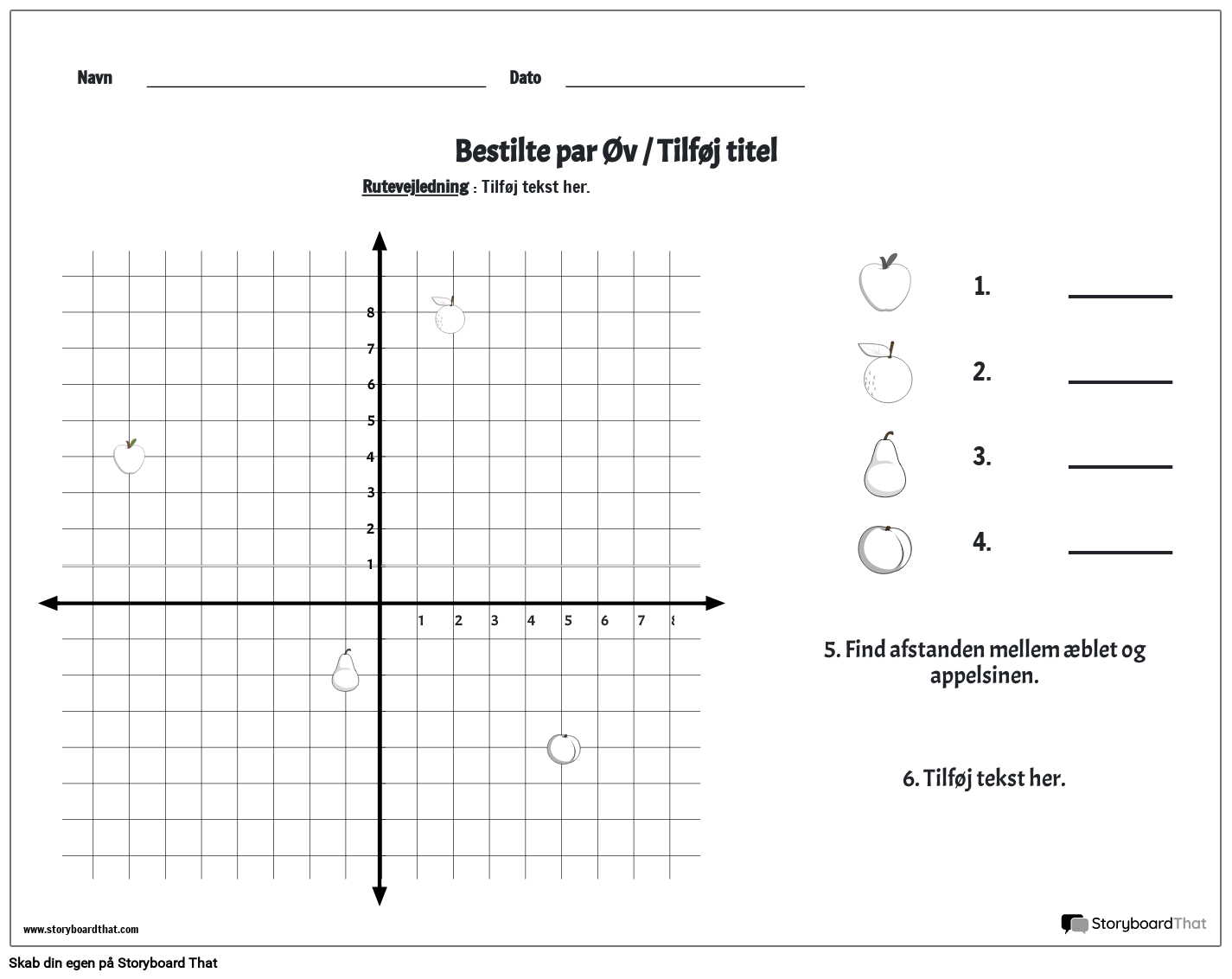 Koordinater Med Frugt BW Storyboard Par Da examples