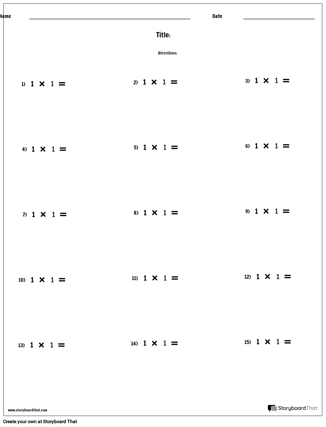 Multiplikation Enkelt Nummer Version 1 Storyboard