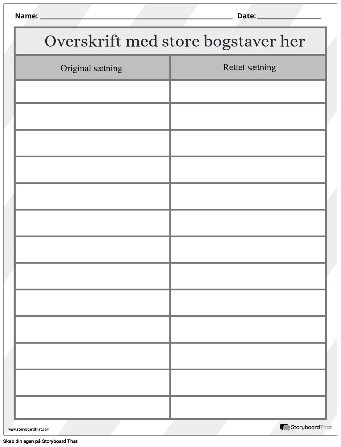 Ny skabelon til oprettelse af store bogstaver på side 2 (sort/hvid)