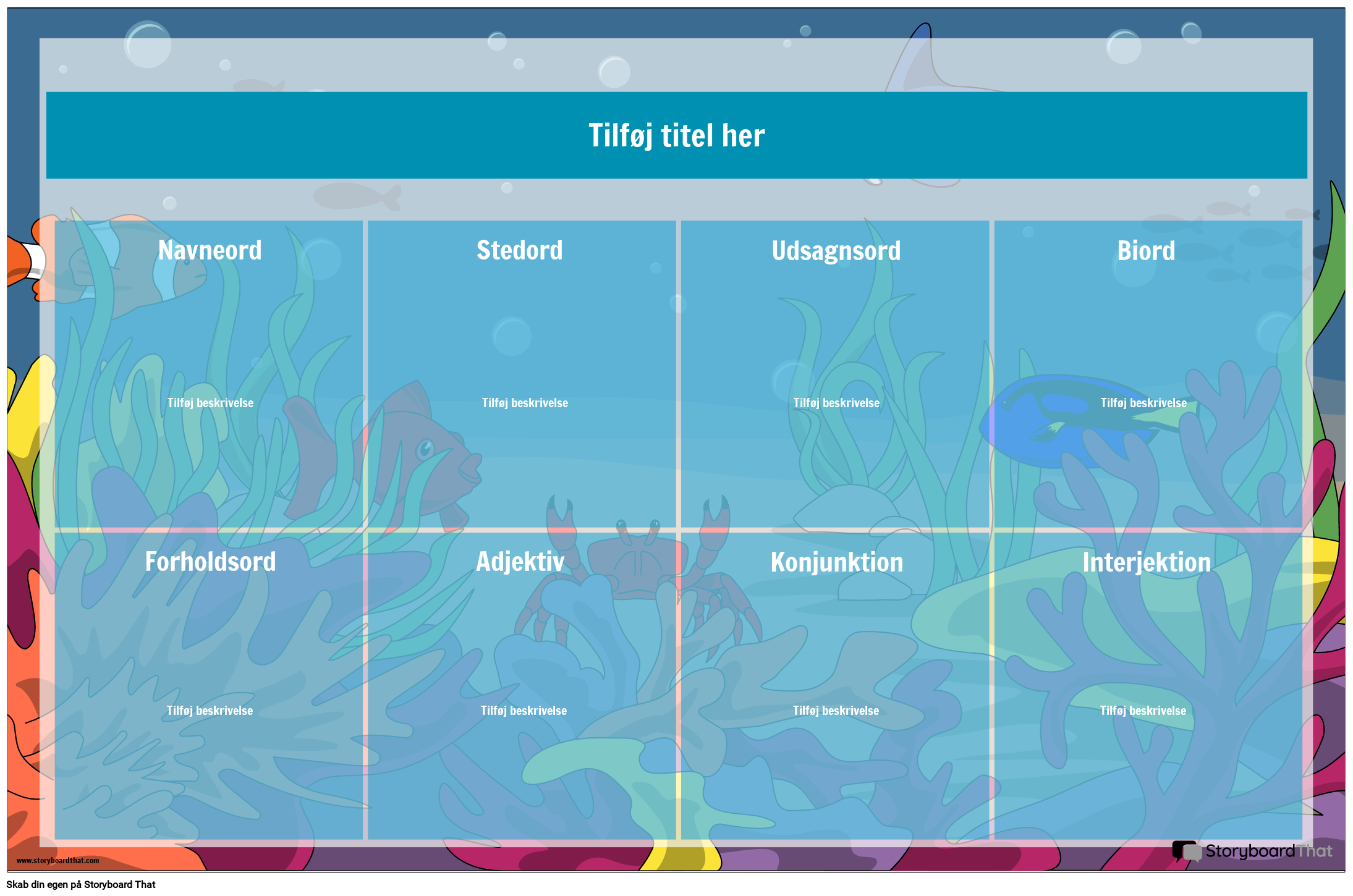 Parts Of Speech Plakat Sea Creatures Design Storyboard