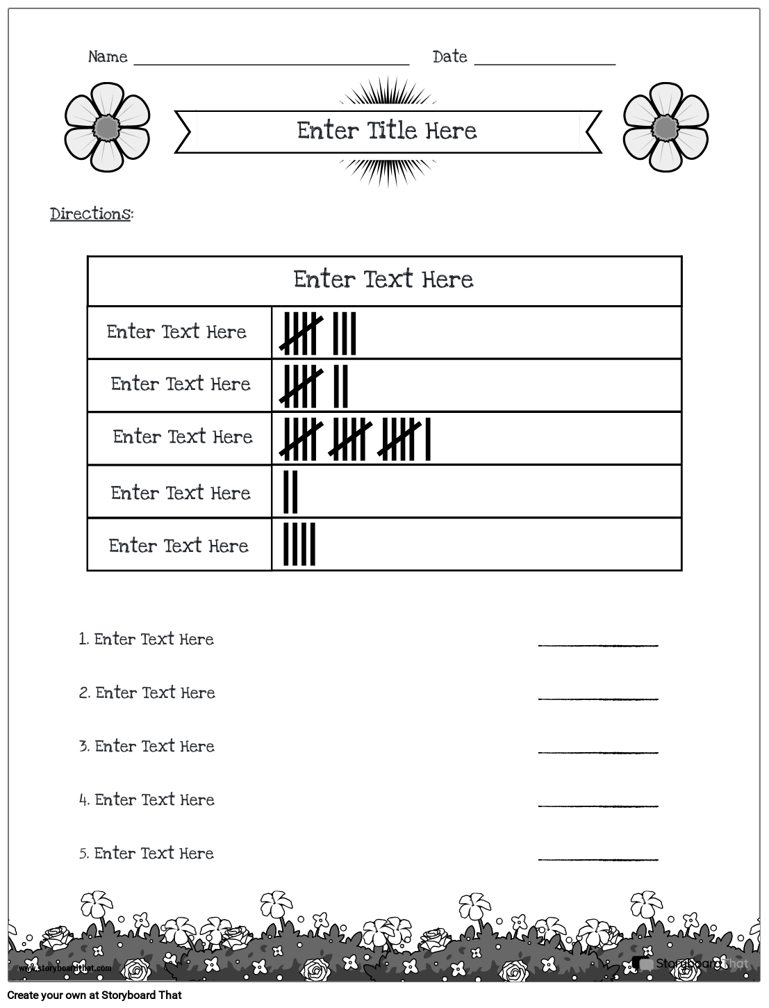 Tally Chart Portrait BW 2 Storyboard by daexamples
