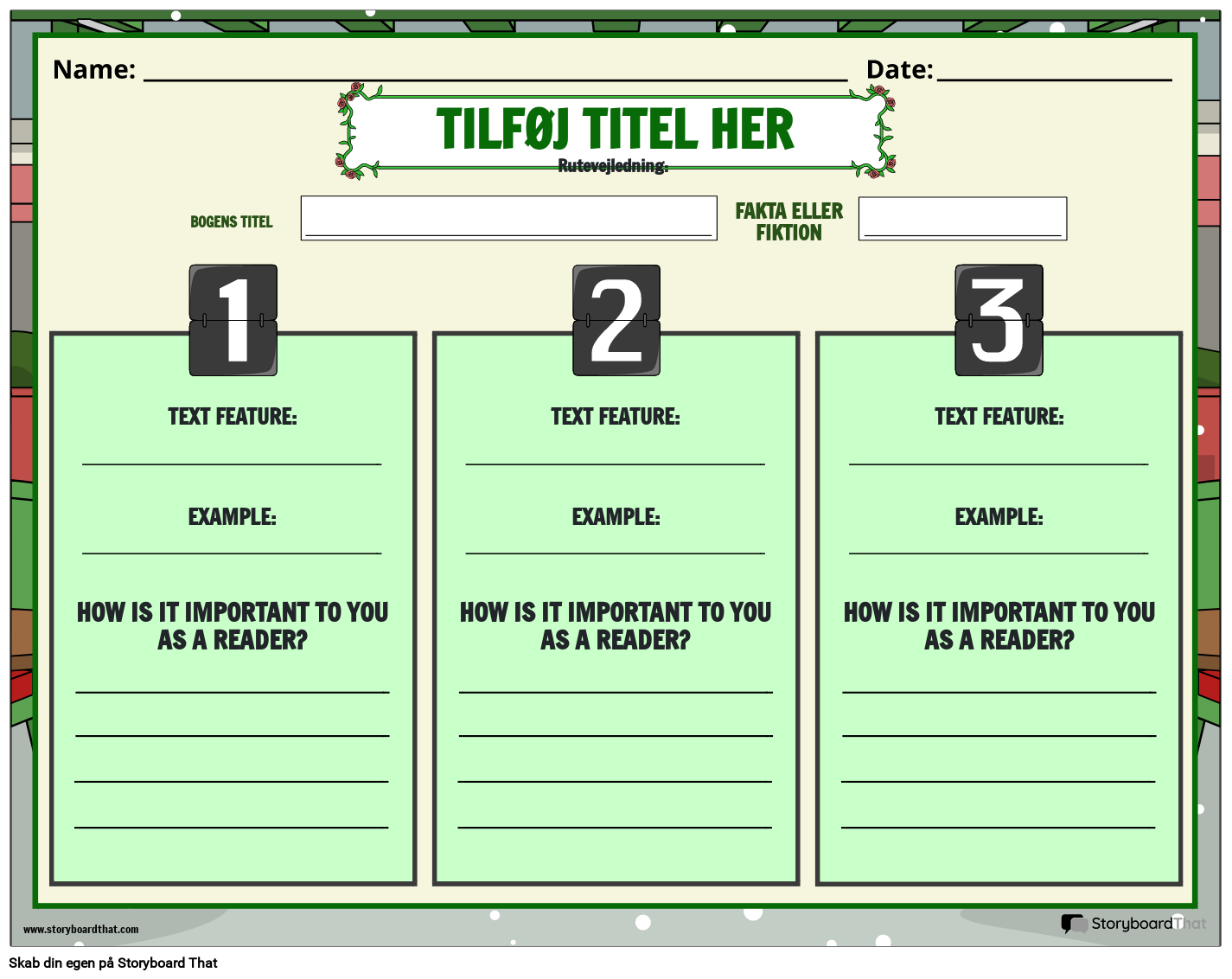 Tekstfunktioner og deres form lsregneark storyboard