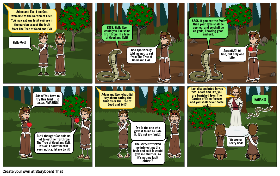 Adam and Eve Comic strip Storyboard by dac2ffa2