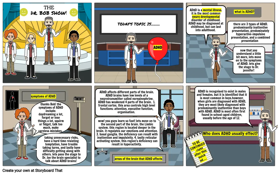 Dr. Bob show ADHD comic strip part 1