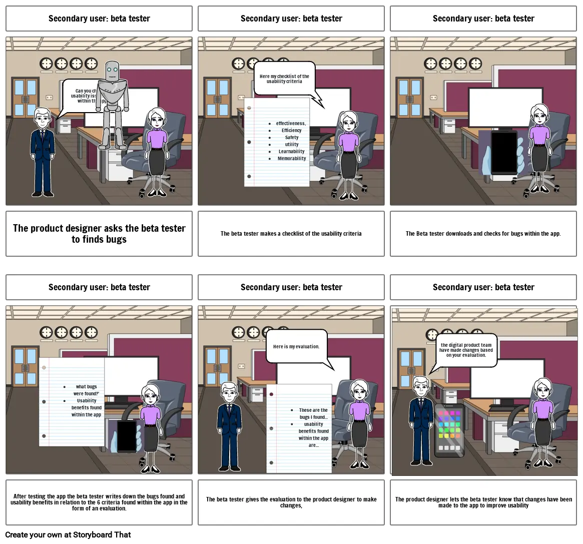 Primary user storyboard