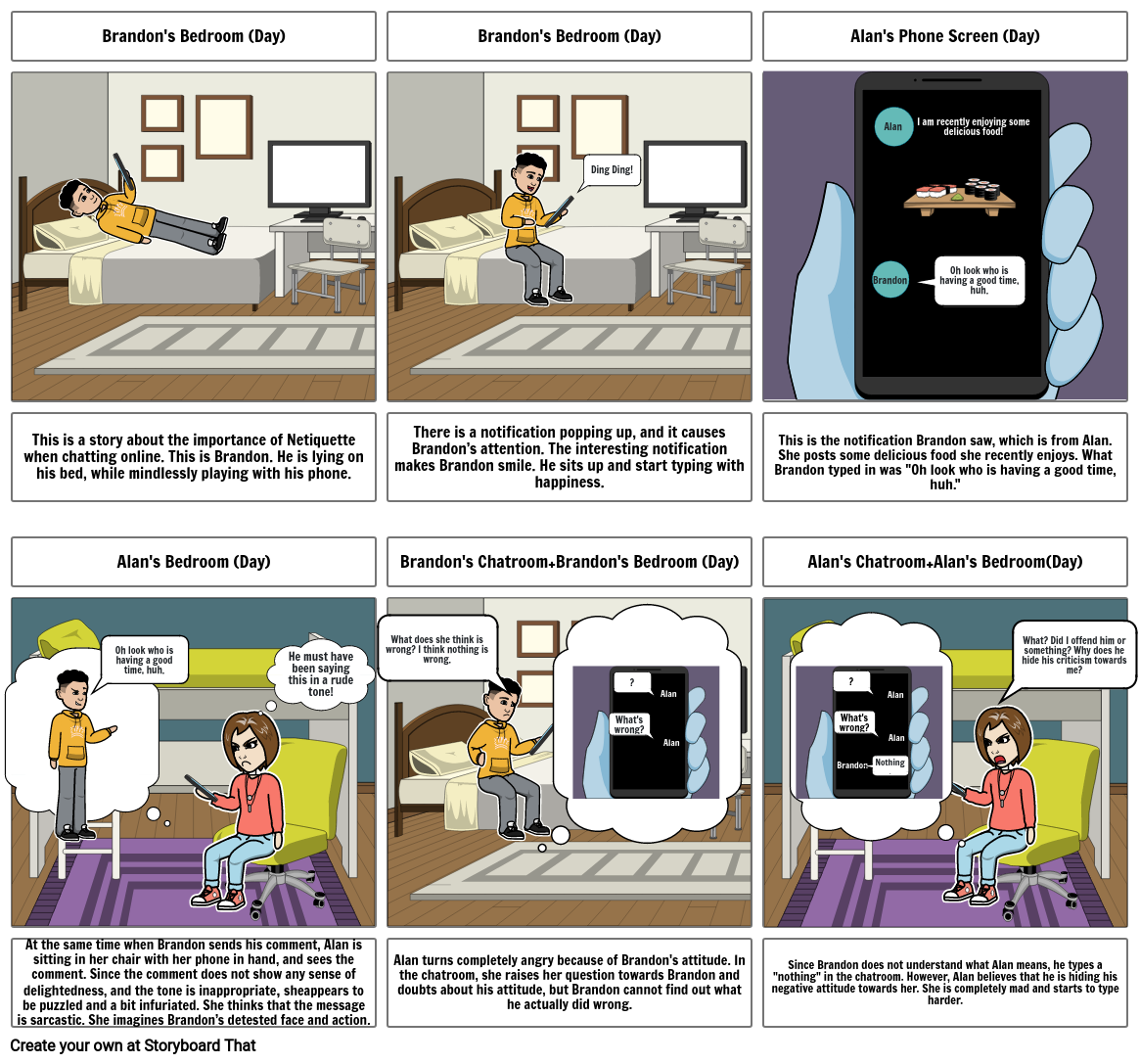 Netiquette between Alan and Brandon Storyboard