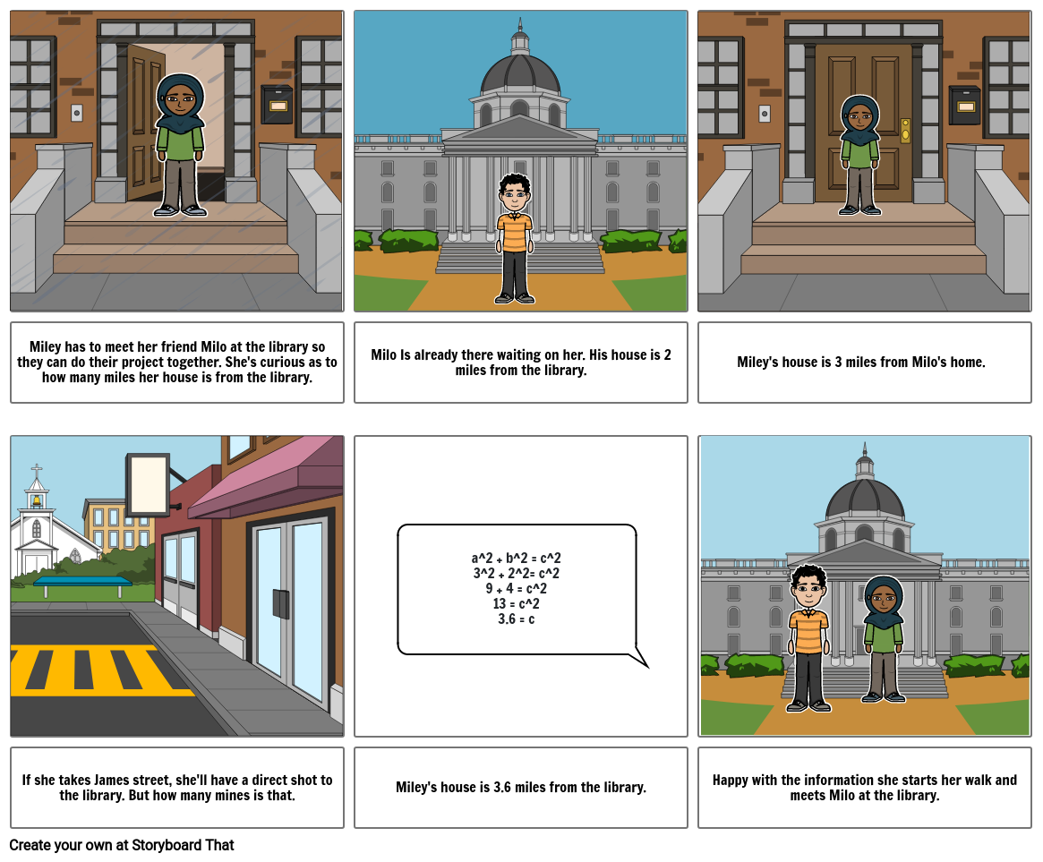 Pythagorean Theorem Comic Strip Project Storyboard