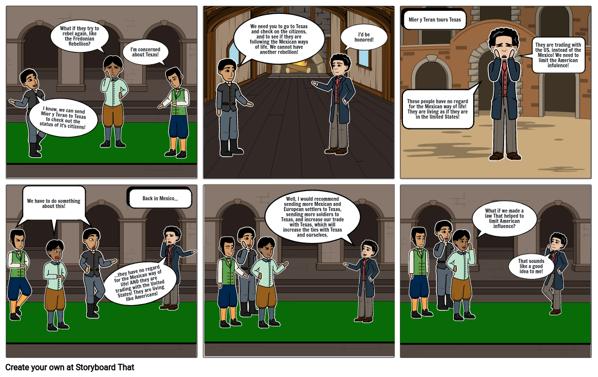 Mier y Teran Texas History Comic Strip Storyboard