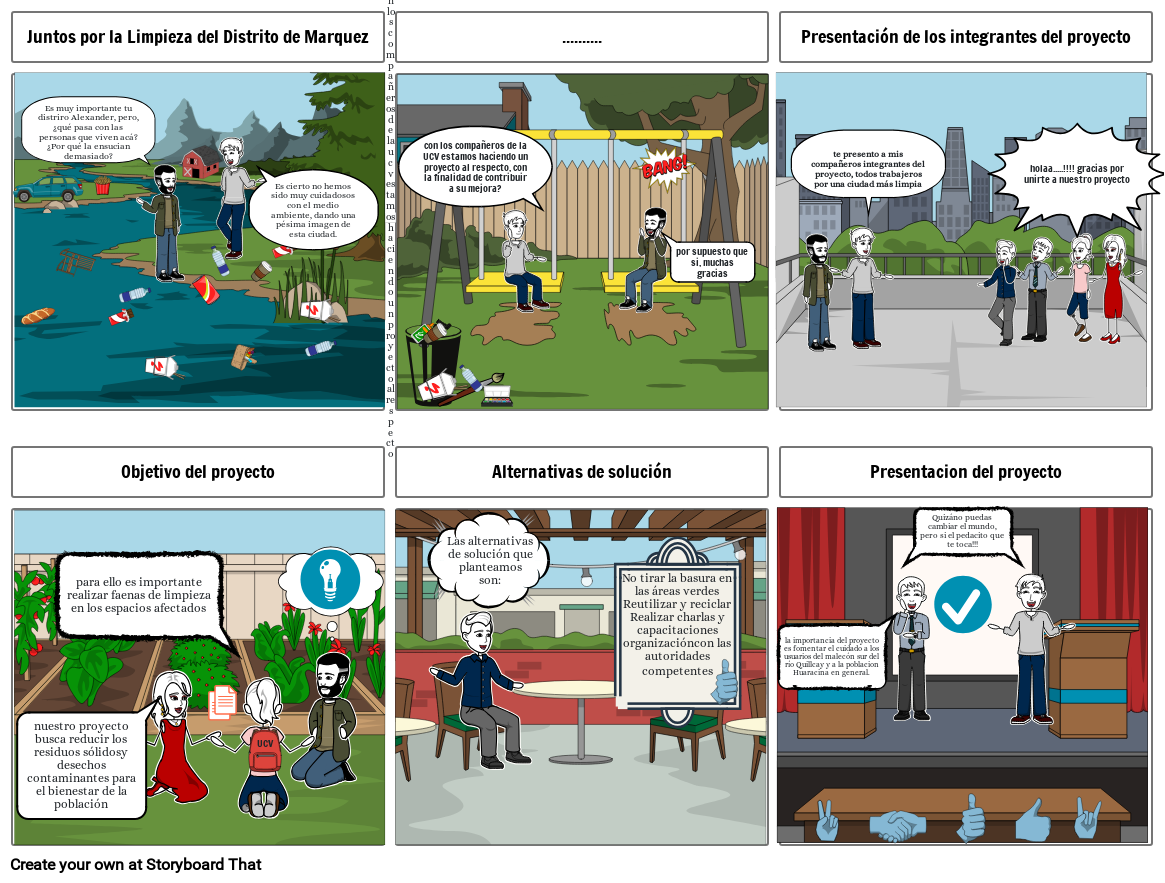 Storyboard - Proyecto juntos por la limpieza del distrito de Marquez