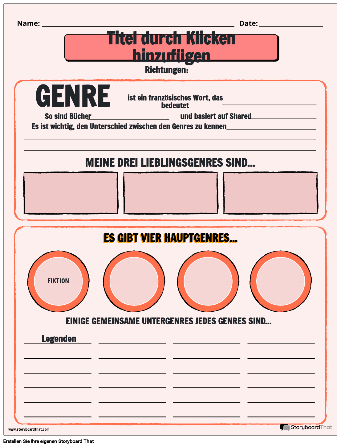 Arbeitsblatt „literaturgattungen“ Storyboard Por De Examples 