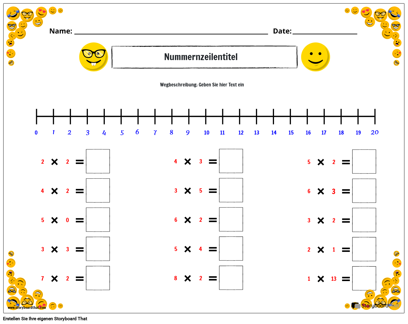 arbeitsblatt-zum-zahlenstrahl-mit-emoji-thema