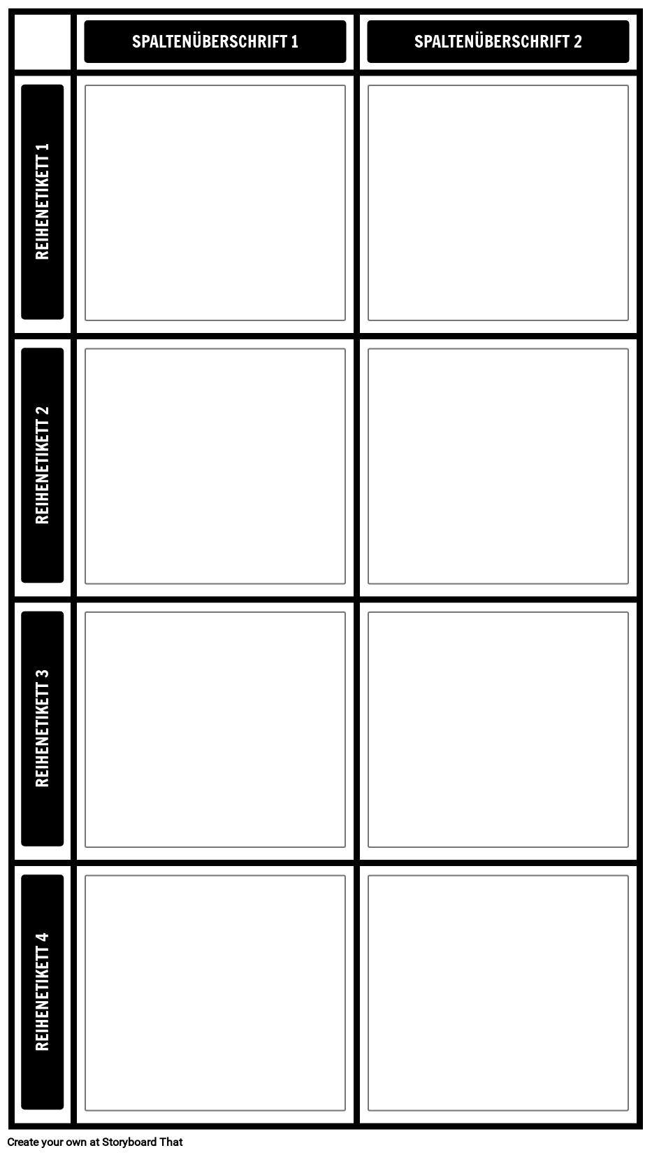 Blank 2X4 Chart Storyboard Por De examples
