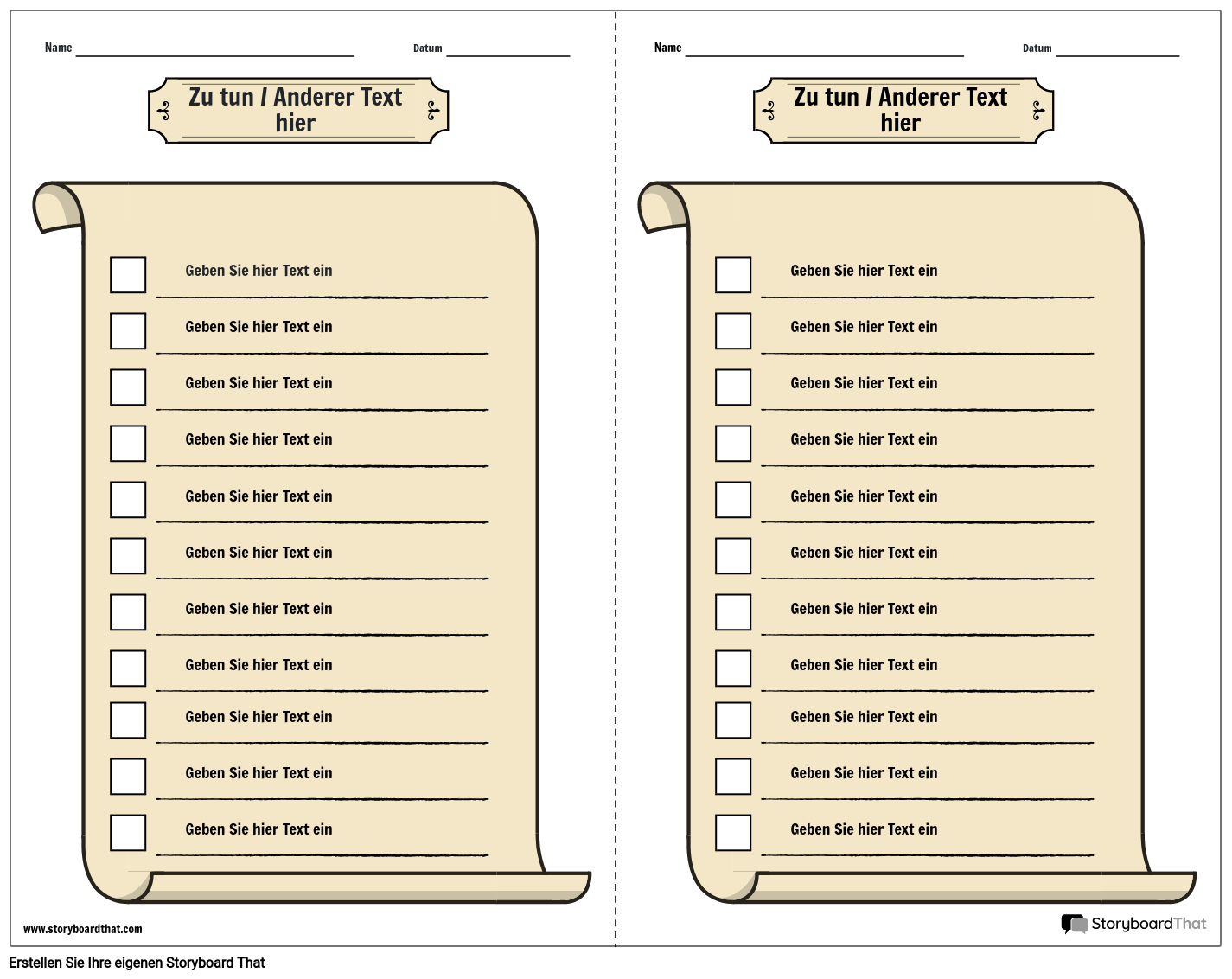 Checklistenvorlage 3 Storyboard by deexamples