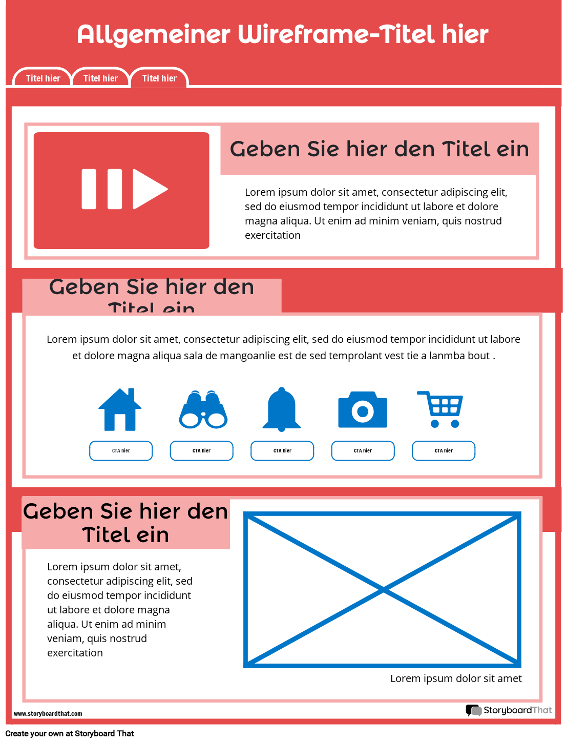 Vorlagen und Beispiele | KOSTENLOSES Wireframe Tool