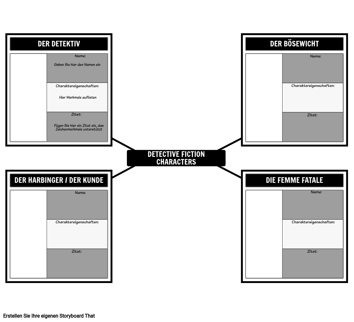 Detective Fiction Zeichenvorlage Storyboard by deexamples