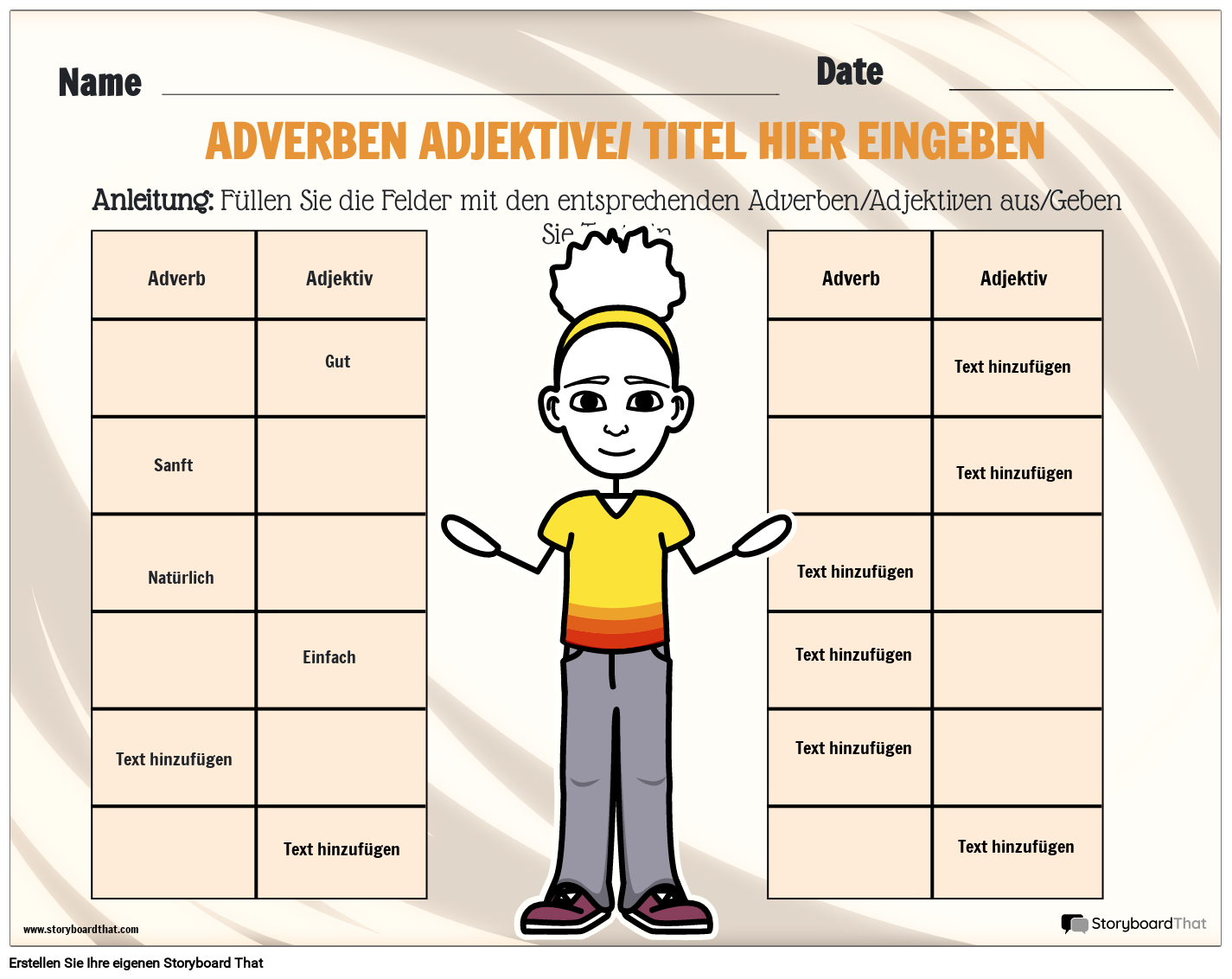 Druckbares Adverb Und Adjektiv Arbeitsblatt Storyboard Druckbares Adverb Und Adjektiv Arbeitsblatt Storyboard