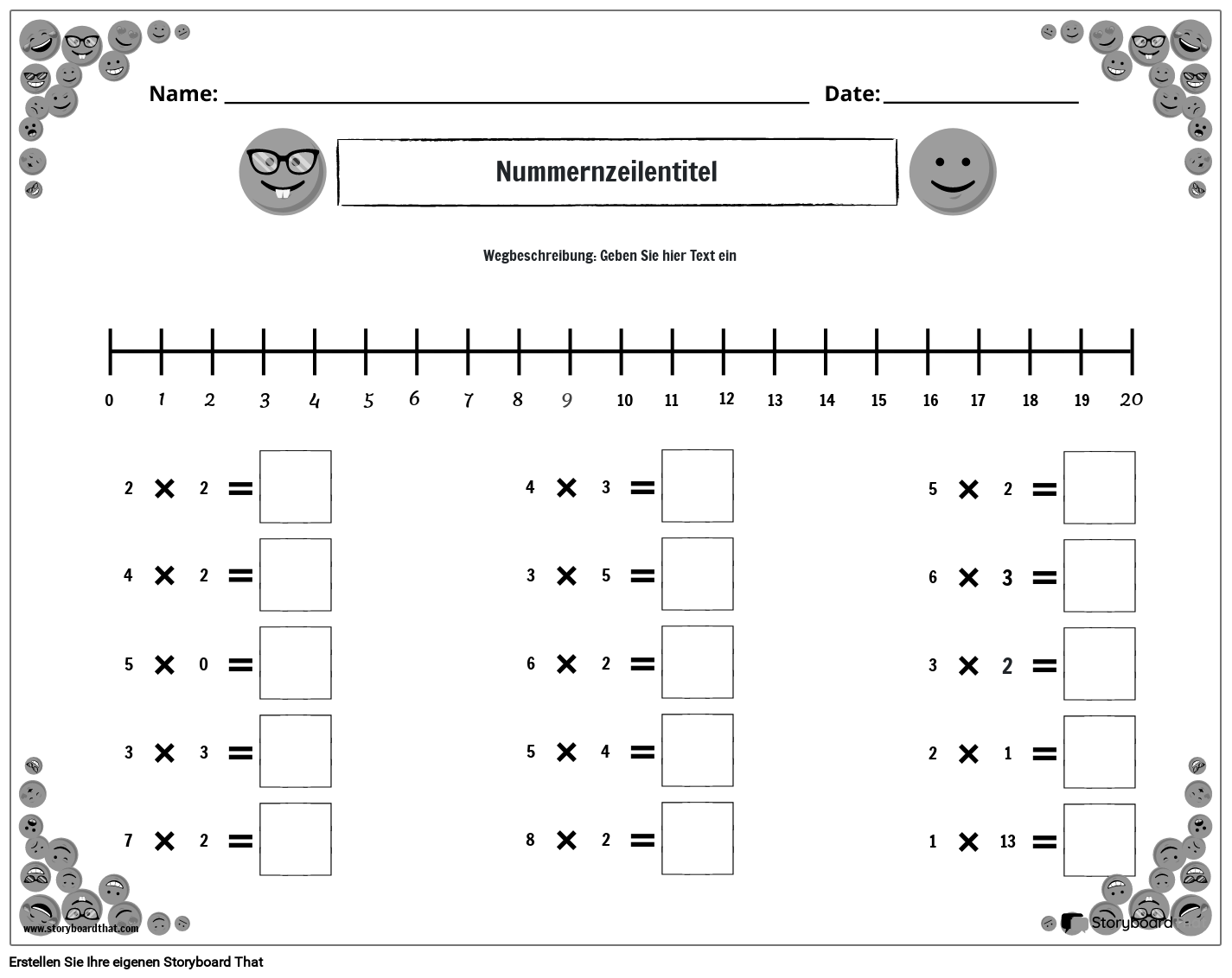 emoji-zahlenstrahl-arbeitsblatt-schwarz-und-wei