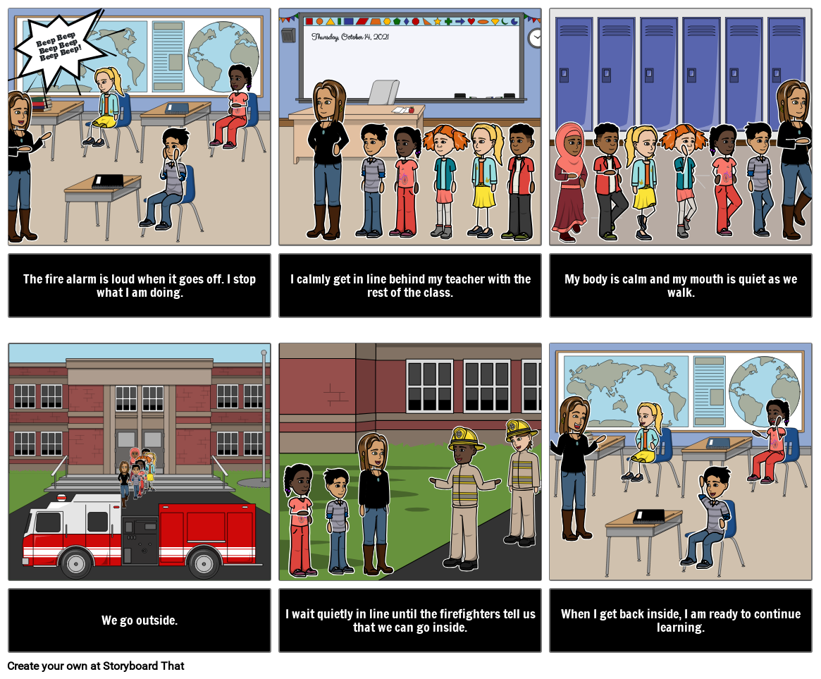 Fire Drill Soziale Geschichte Storyboard by deexamples