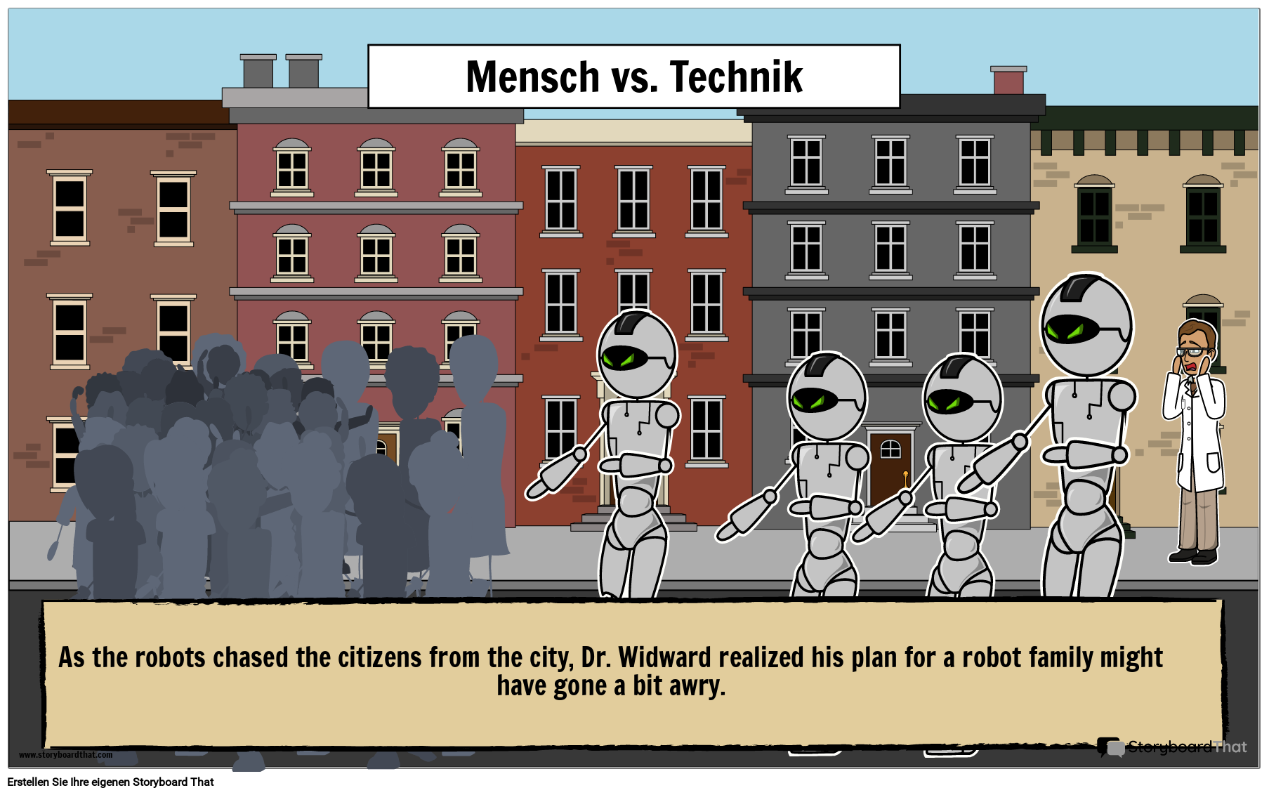 illustrierendes-plakat-zum-konflikt-zwischen-charakter-und-technologie