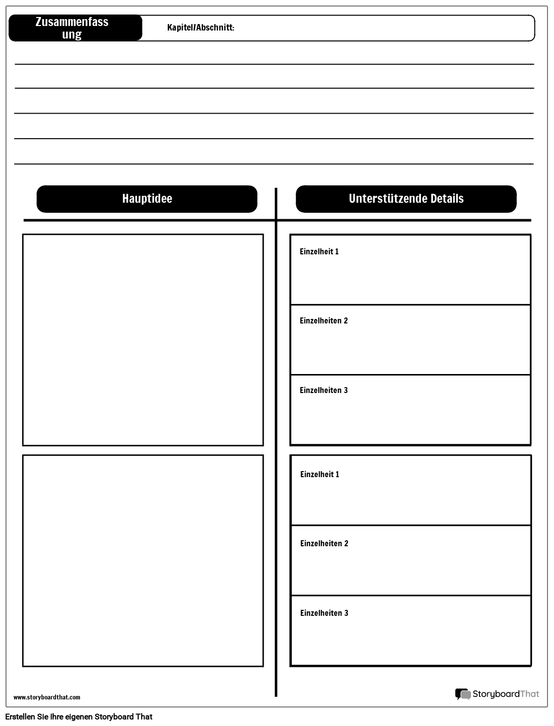 Ita Zusammenfassung Mit Hauptidee Storyboard Von De Examples 