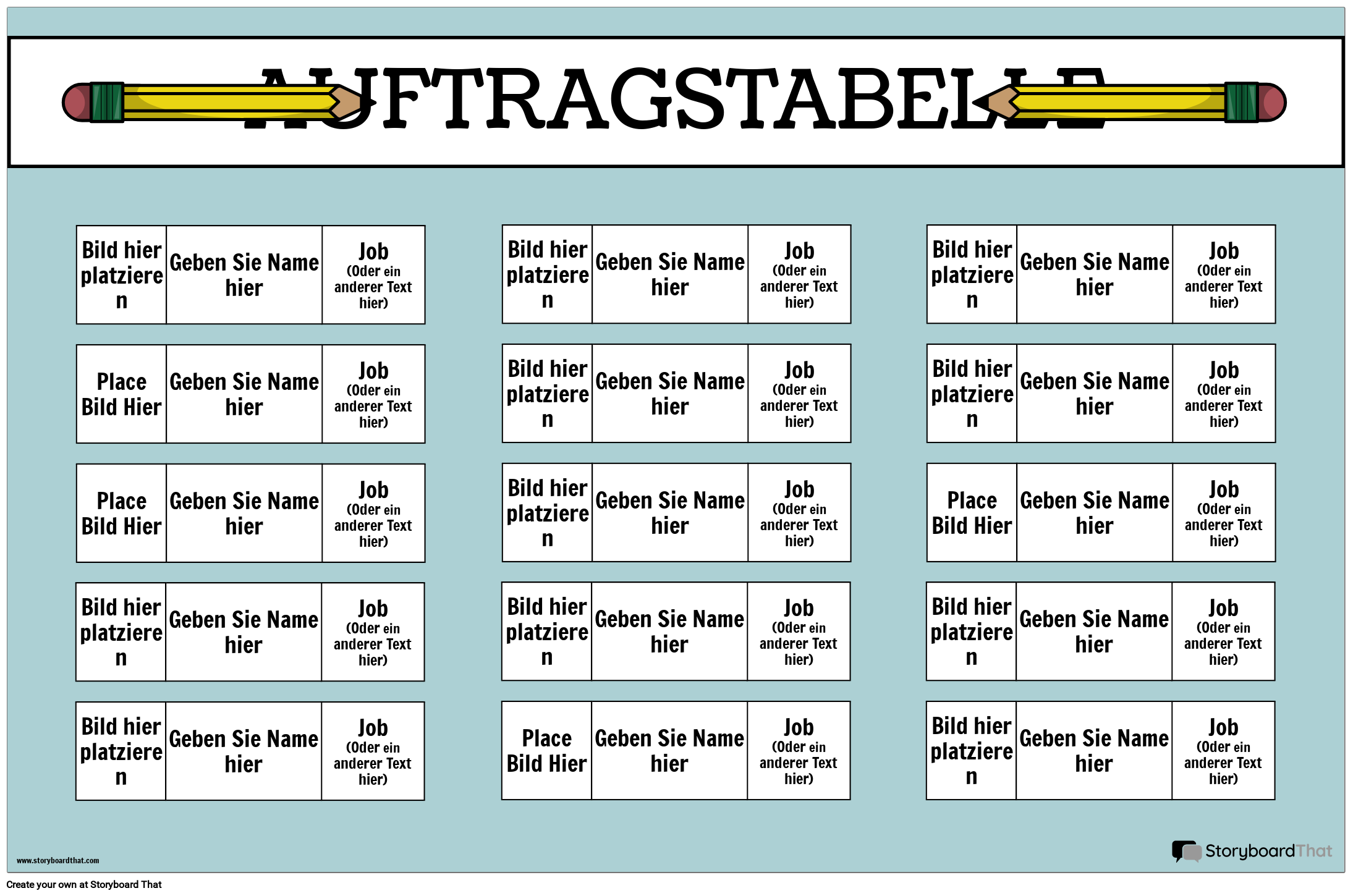 Job Chart Poster القصة المصورة من قبل deexamples
