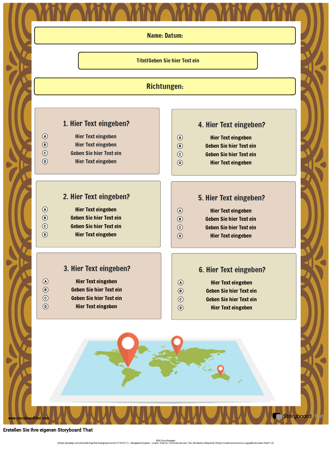 MultipleChoiceQuiz zum Thema Geographie Storyboard