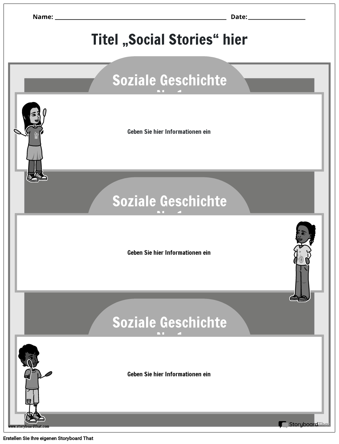 Soc Stor Portrait Schwarzweiß 3 Storyboard Por De Examples 