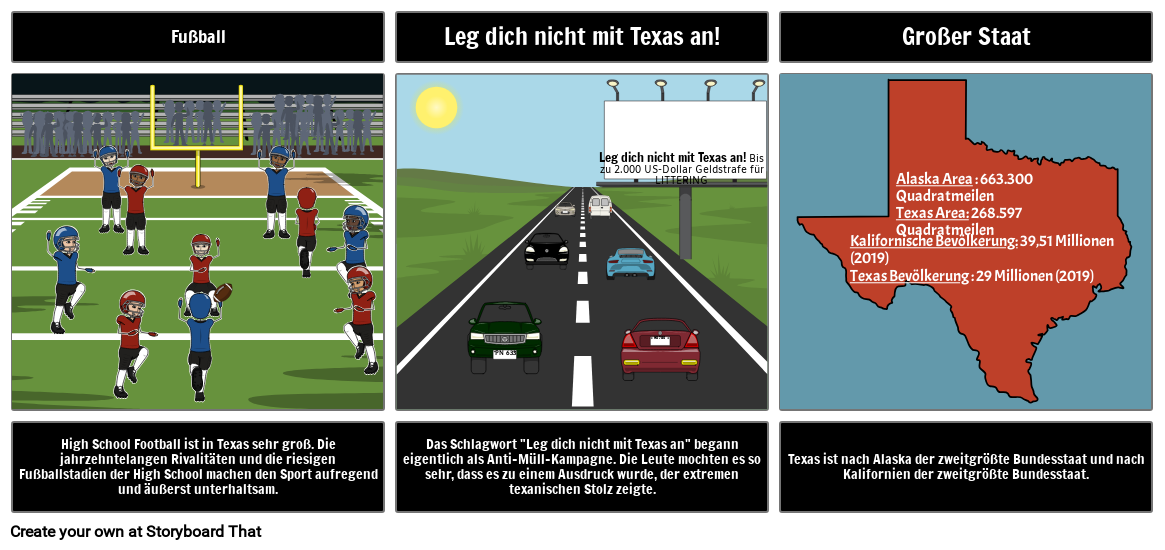 Texas Fun Facts Storyboard por de-examples