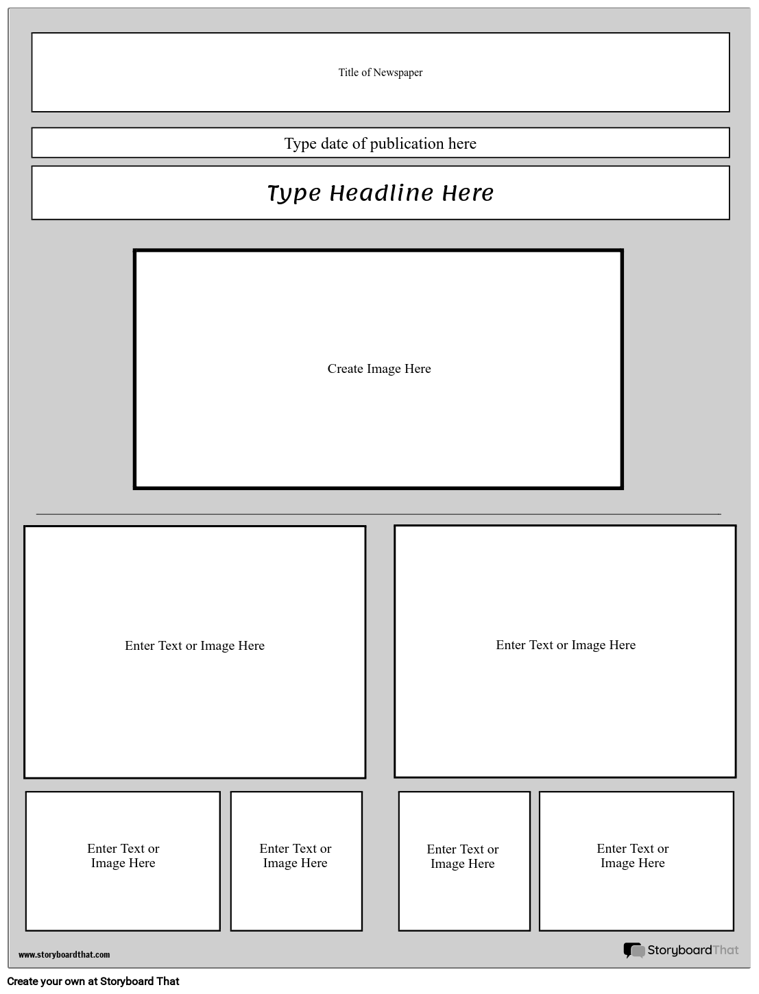 Vorlage der Titelseite der Zeitung Storyboard von de-examples