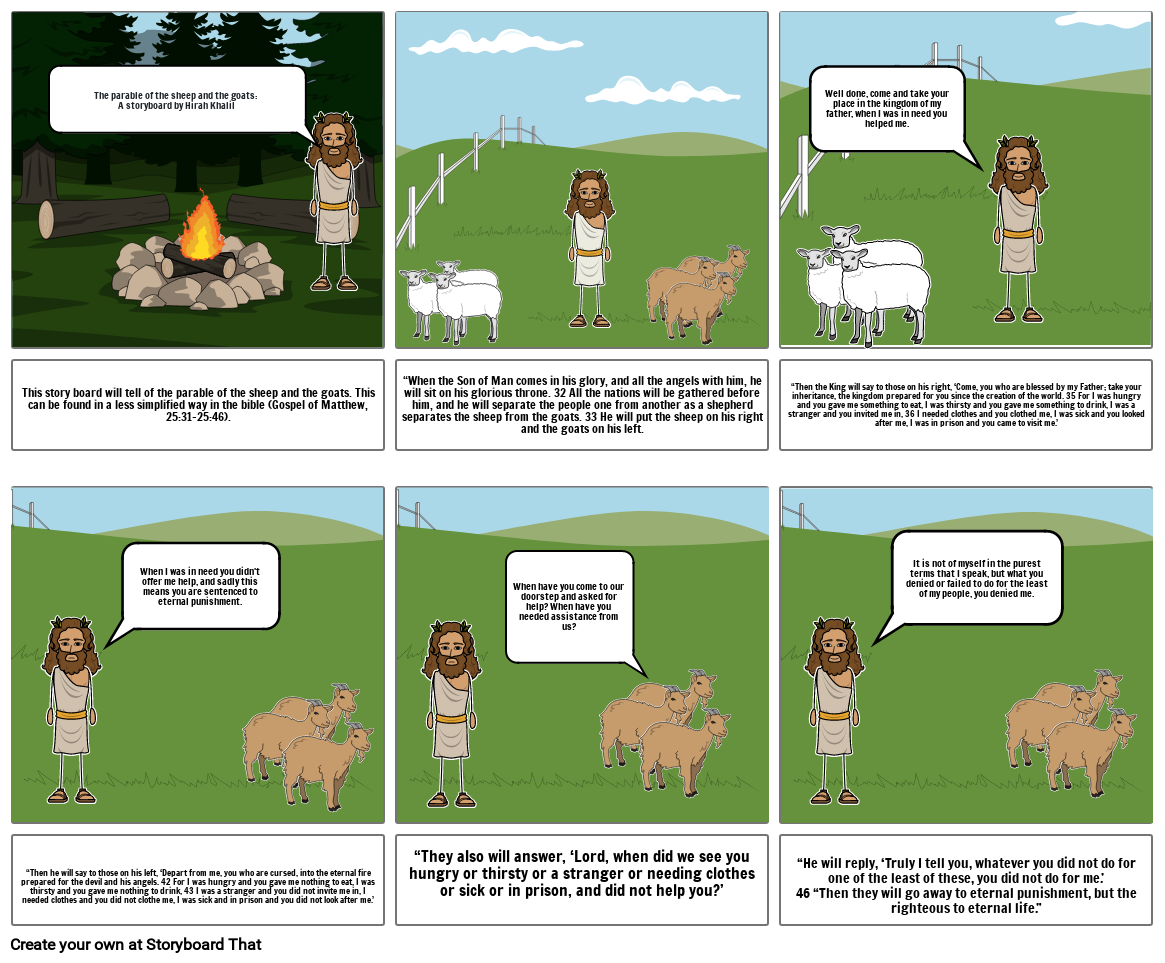 The Parable of the Sheep and goat Storyboard by dlknsldknwrf