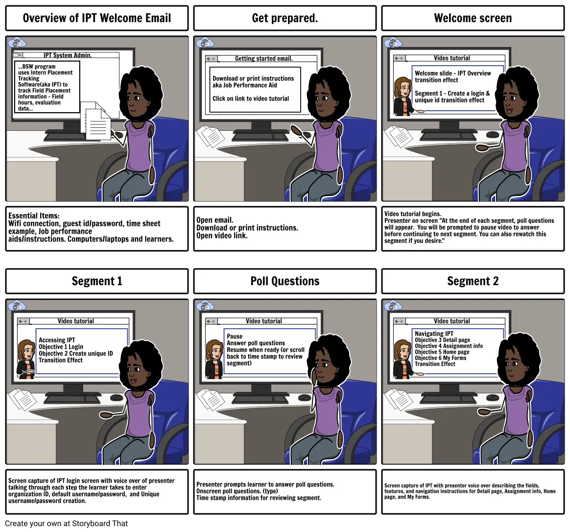 Overview of Intern Placement Tracking Software Storyboard