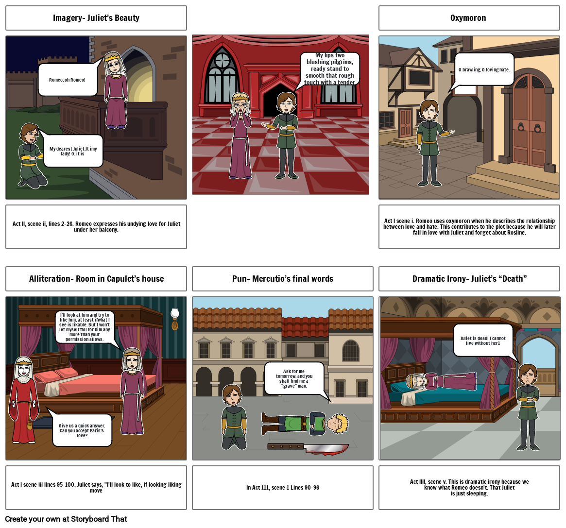 romeo and juliet literary devices Storyboard by e19e1bf6