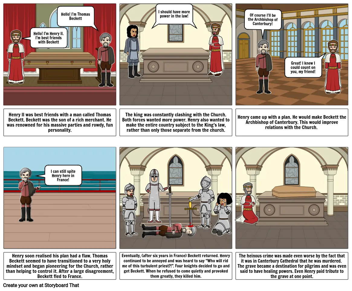 History Storyboard - Thomas Beckett and Henry II