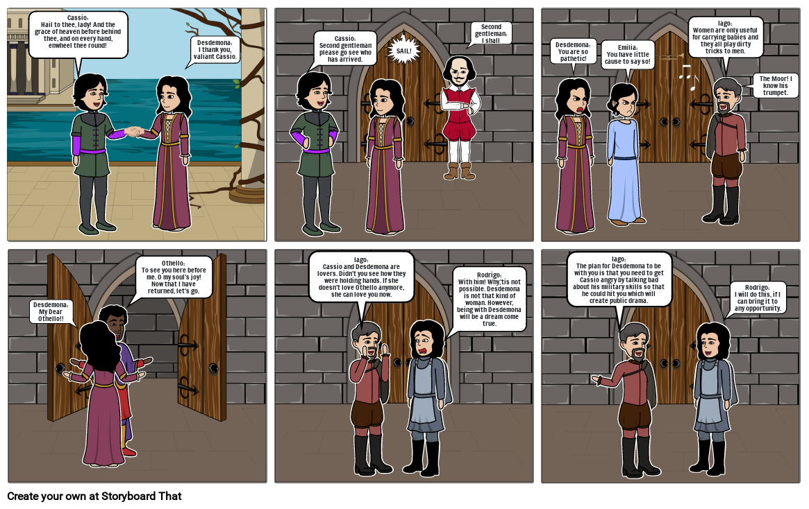 Othello Act Two Scene One Storyboard by e40ab9aa