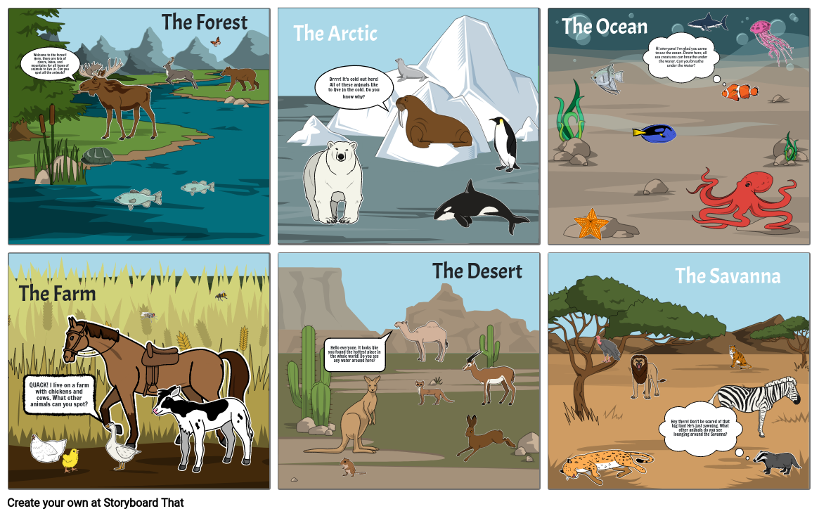 Animal Habitats Storyboard by e493ec34