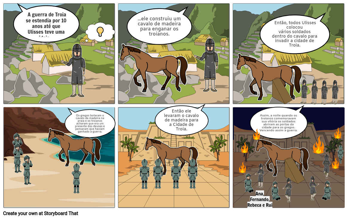 6 ano: resumo da guerra de troia versão quadrinhos historia - História