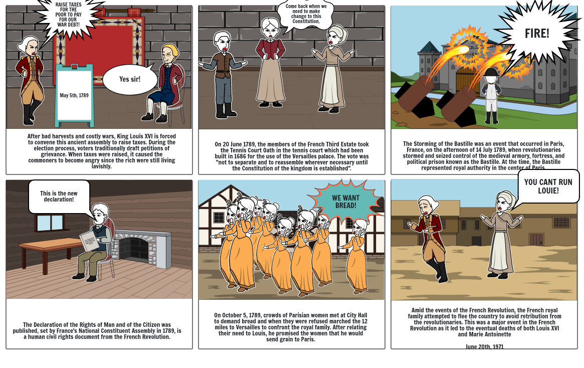 French Revolution Timeline Storyboard by e71ef5d6