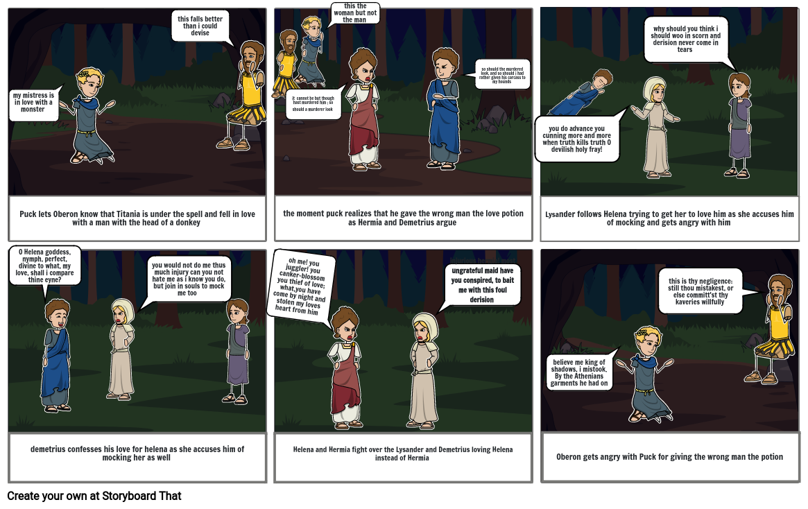 A Midsummer Nights Dream Comic Strip Storyboard