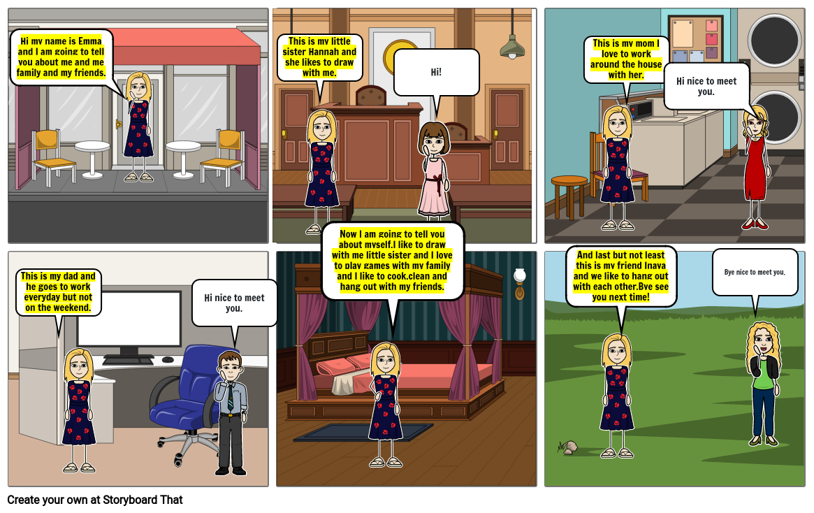 All about Emma's family and friends! Storyboard