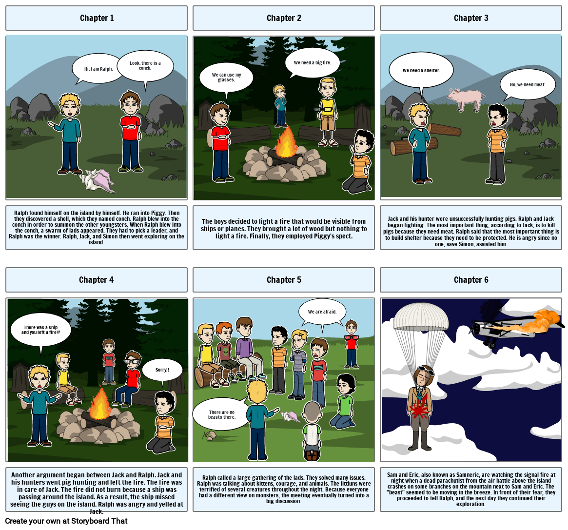 lord of the flies Storyboard por e8121f1a