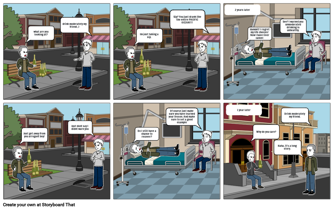 Alcohol prevention comic strip Storyboard by e868156c