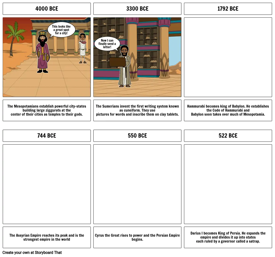 Mesopotamian Timeline Comic Strip