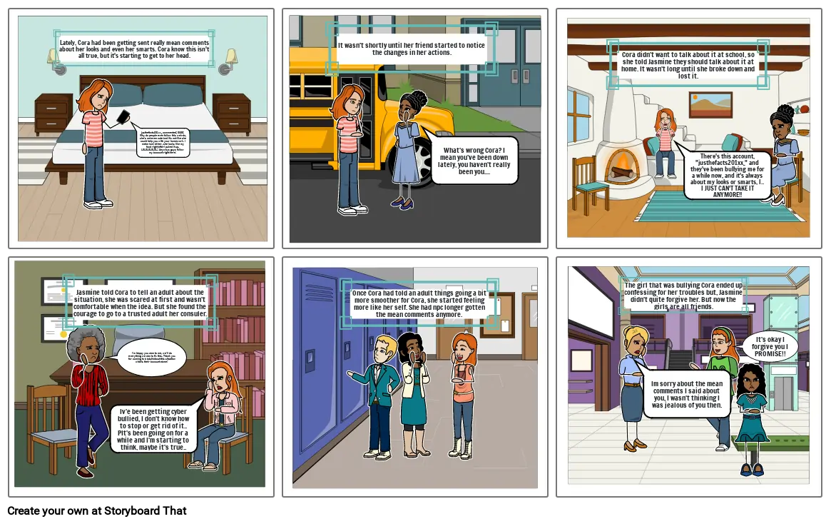 Summative Comic Strip ( Cyberbullying ) Storyboard